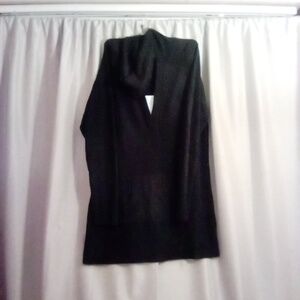 Black Hooded V-Neck Sweater By One Step Up